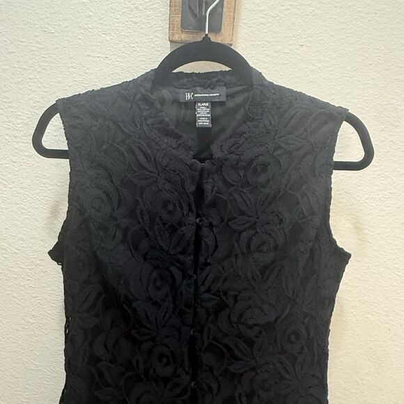 INC International Concepts Y2K Black All over Lace Vest Hook+Eye Close Fairy XL - Picture 3 of 10